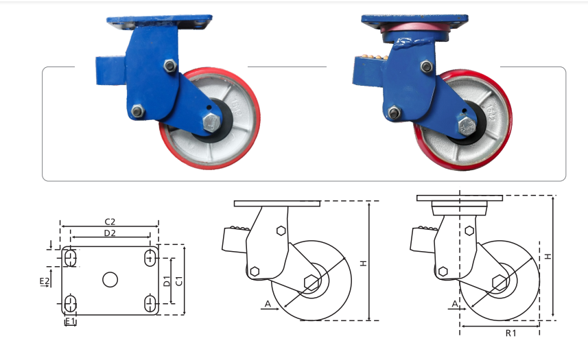 F12系列、抗冲击型减震聚氨酯轮