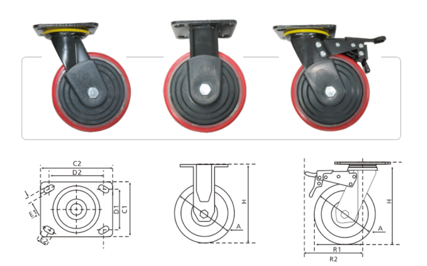 D101系列、重型防缠丝聚氨酯轮
