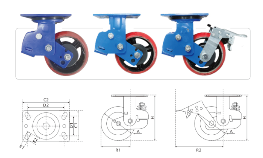 D171系列、重型减震聚氨酯轮