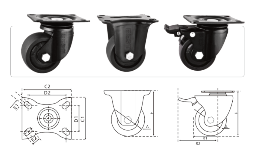 C10系列、低重心尼龙轮